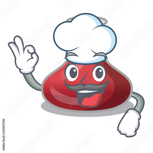 Chef delicious red wine with cartoon decanter