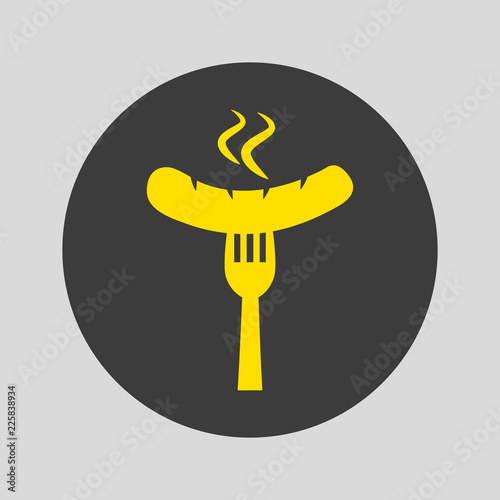 Sausage icon flat vector on gray background.