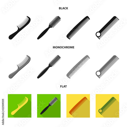 Vector illustration of brush and hair icon. Set of brush and hairbrush stock symbol for web.