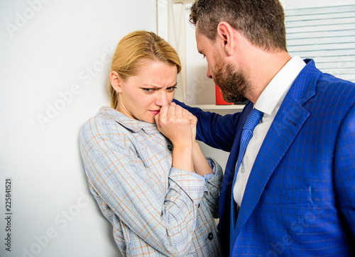 Obraz na plátně Woman worker suffers from sexual assault and harassment