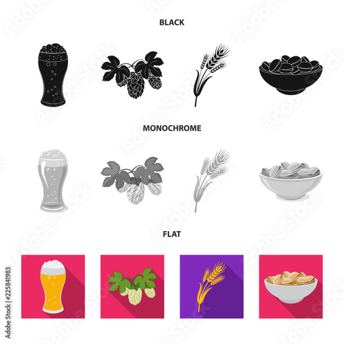 Isolated object of pub and bar sign. Set of pub and interior stock vector illustration.