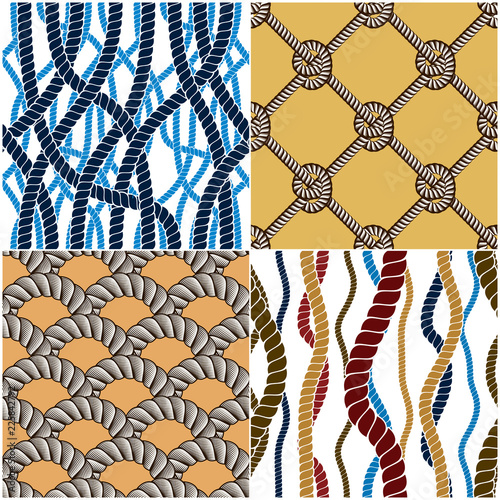 Rope seamless patterns set,...