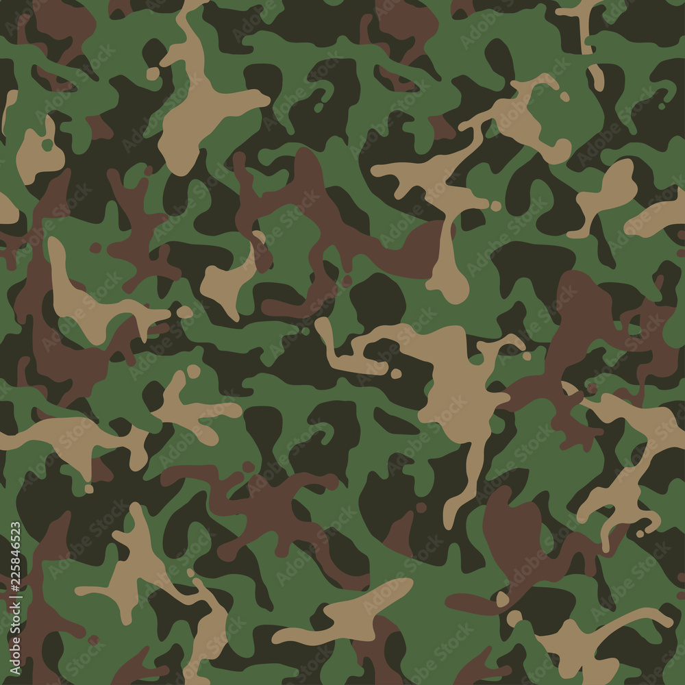 Camouflage pattern. Green military uniform. Camo texture, seamless vector  background. Stock Vector | Adobe Stock