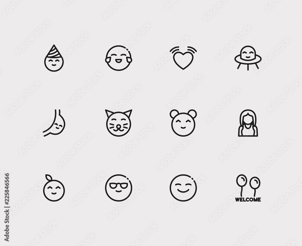 Emoji icons. Set of alien mascot, text welcome and human anatomy vector  sign symbols. Vector illustration of healthcare emoticons set for logo web  mobile design. Stock Vector | Adobe Stock