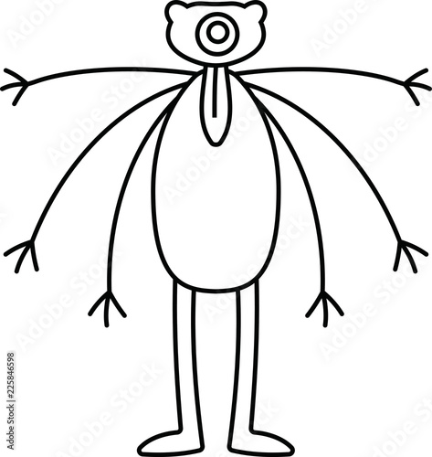 White Comic cute monster vector