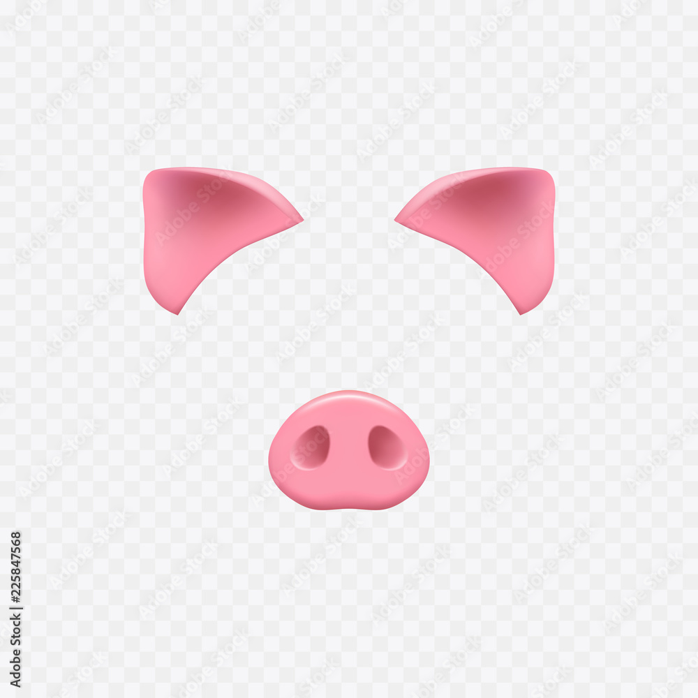 Face mask isolated on transparent background. Pig ears and nose elements  for video chat effects. Stock Vector | Adobe Stock