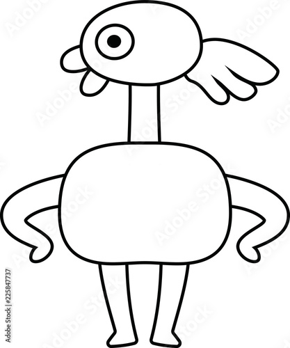 White Comic cute monster vector