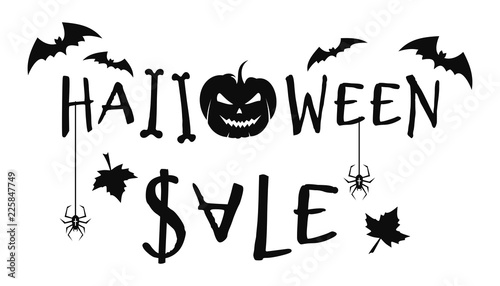 Text banner for Halloween. Halloween sale. Vector illustration isolated on white background