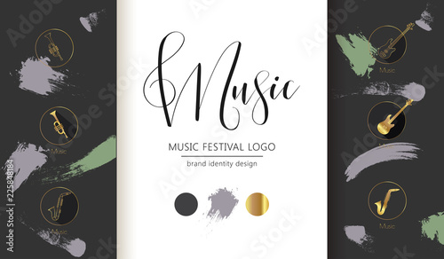 Music magazine layout flyer invitation design. Art poster can be used as book cover. Vector decorative greeting card