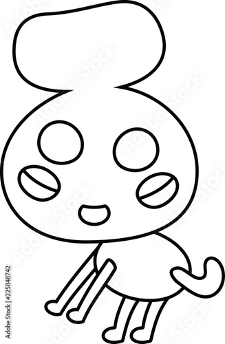 White Comic cute monster vector