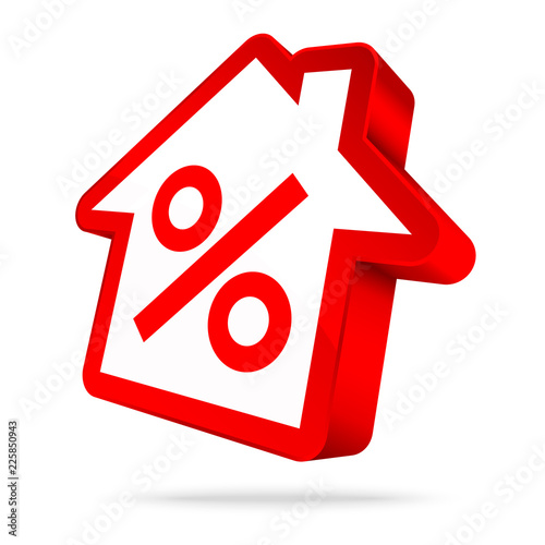 House Icon Percent Sign Red