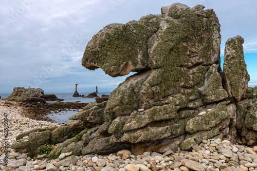 Strange shaped rock and lighthouse