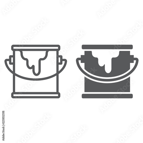 Bucket of paint line and glyph icon, paint and container, can sign, vector graphics, a linear pattern