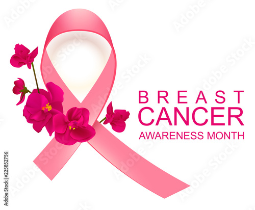 Pink ribbon symbol breast cancer awareness month
