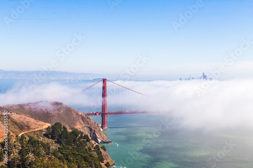 Golden Gate bridge surrounded by fog