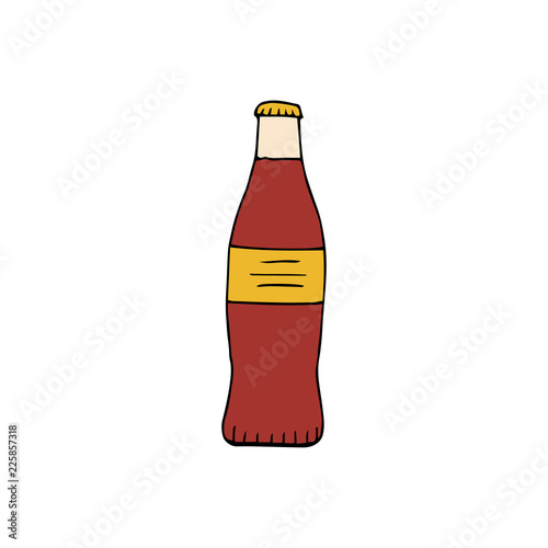 Bottle of soda drink.hand drawn vector illustration.doodles  cartoon style