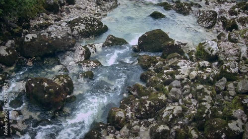 mountain river with blue water in Caucasus mountain in Abkhazia photo