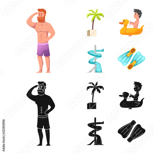 Vector design of pool and swimming symbol. Set of pool and activity stock vector illustration.