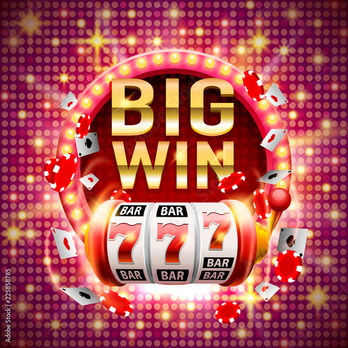 Big win slots 777 banner casino. Vector illustration