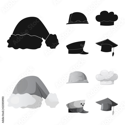 Vector illustration of headgear and cap symbol. Set of headgear and accessory vector icon for stock.