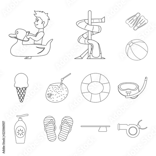 Vector design of pool and swimming sign. Set of pool and activity stock symbol for web.