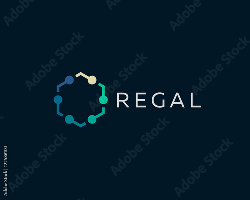 Abstract elements vector logotype. Universal team logistic media line logo