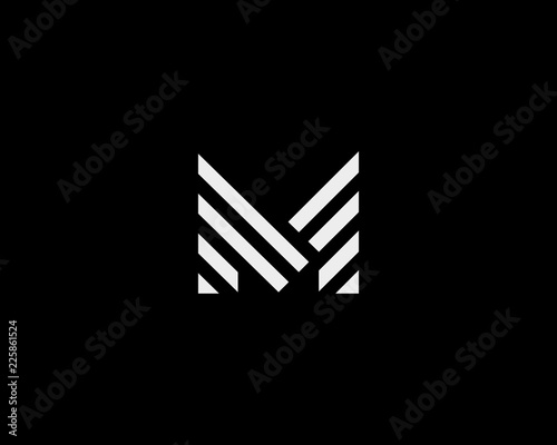 Letter M vector line logo design. Creative minimalism logotype icon symbol.