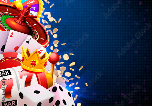 Casino dice banner signboard on background. Vector illustration
