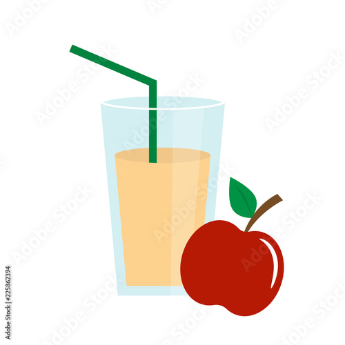 Fresh apple juice in a glass icon vector illustration