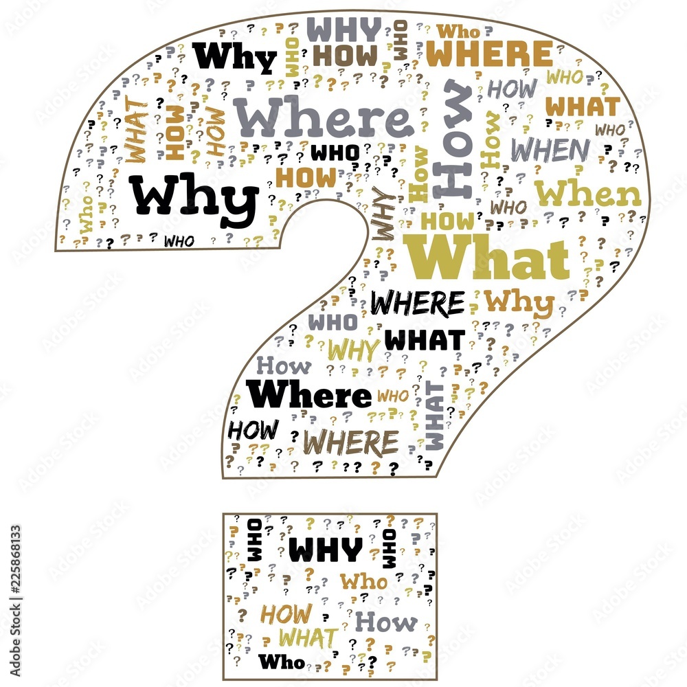 Word Cloud - Who, What, Where, When, Why and How on white background ...