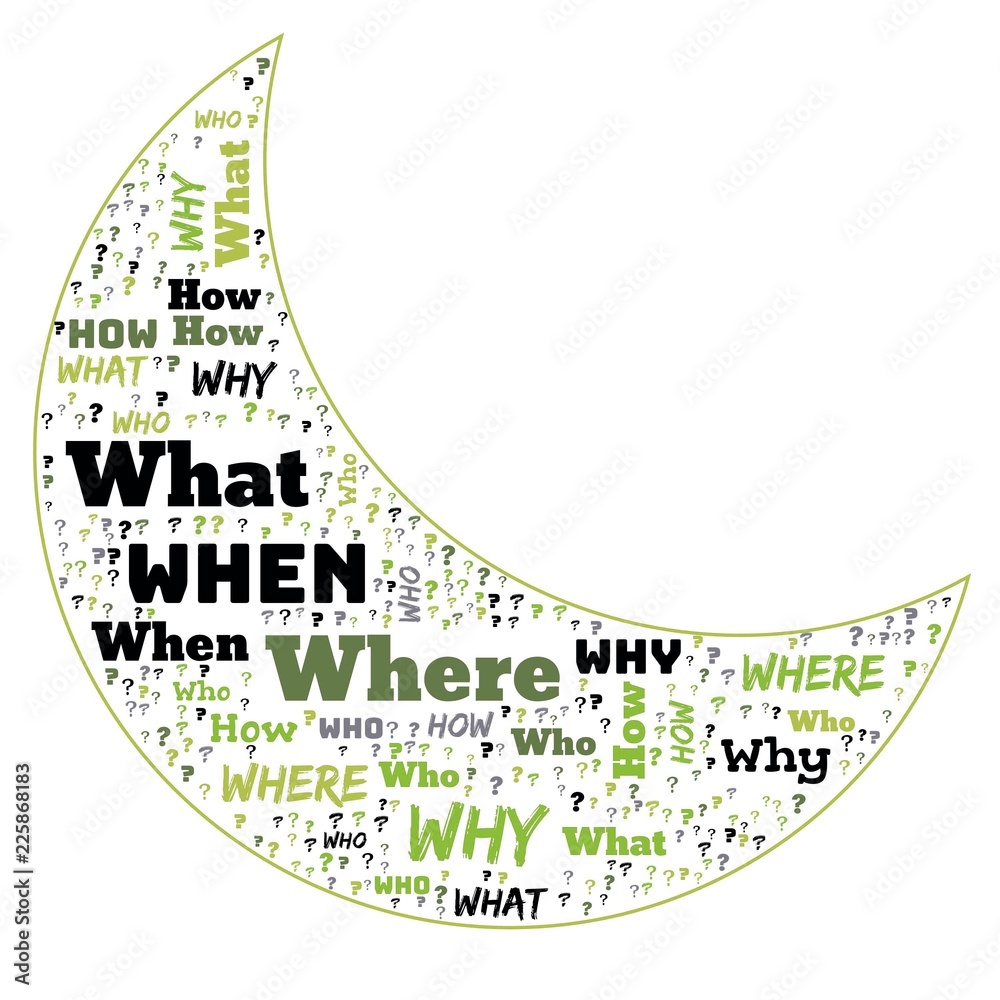 Word Cloud - Who, What, Where, When, Why and How on white background ...