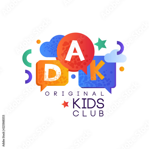 Kids land club logo original, creative label template, playground, entertainment or educational club badge