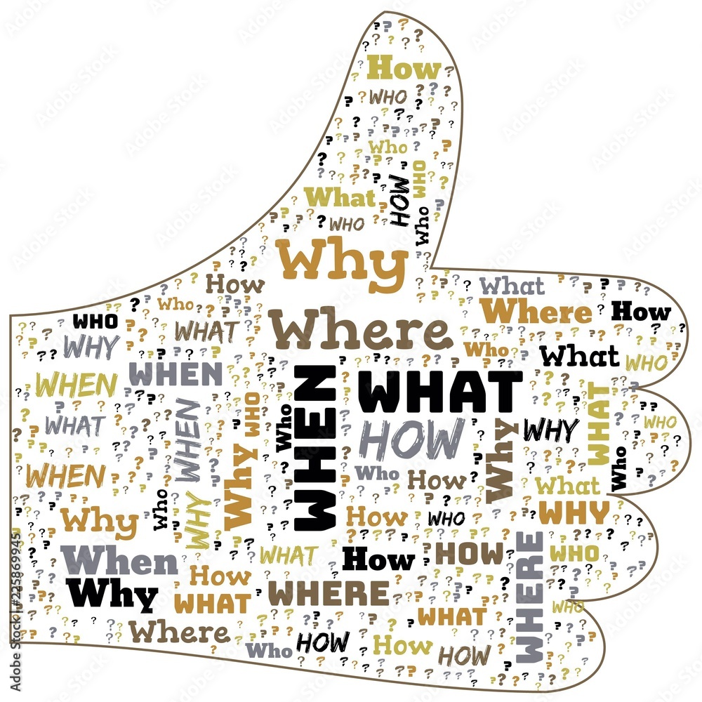 Word Cloud - Who, What, Where, When, Why and How on white background ...