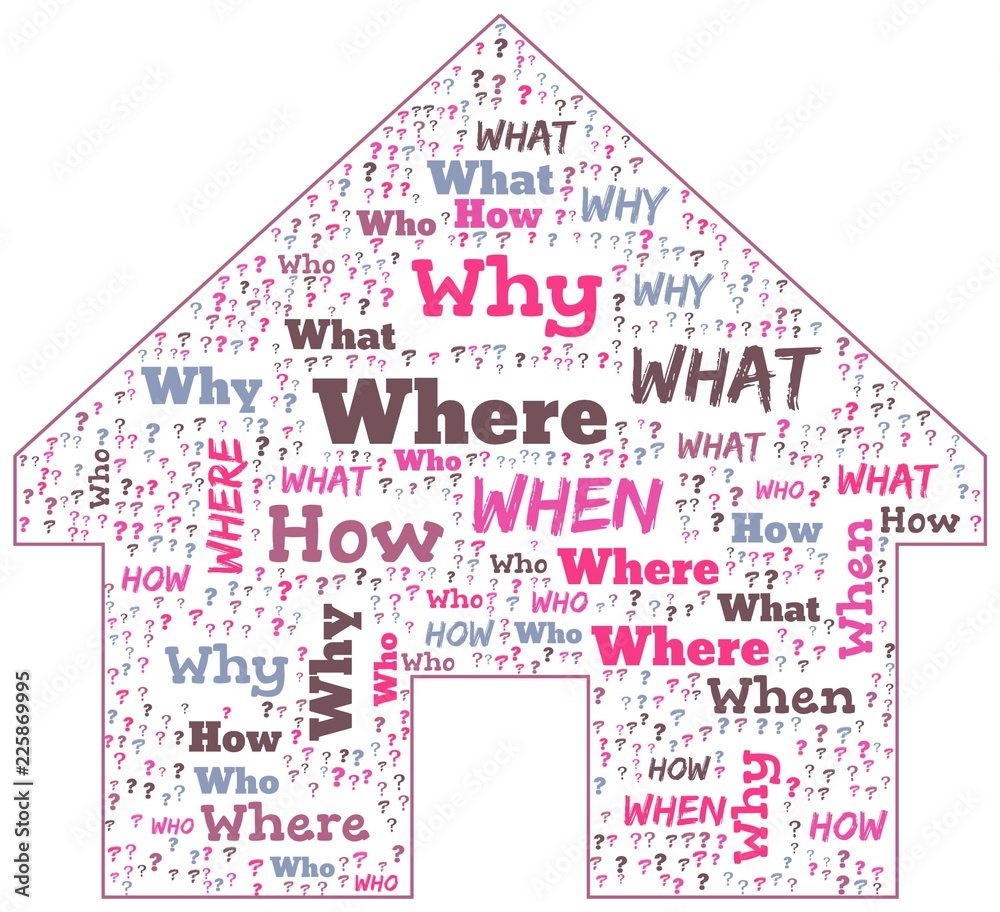 Word Cloud - Who, What, Where, When, Why and How on white background ...
