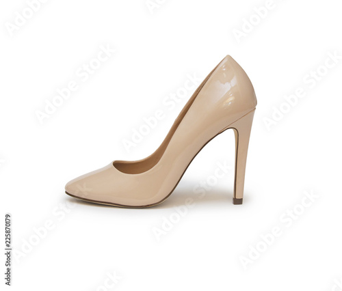 Beige woman shoes isolated on the white background