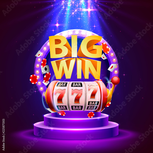 Big win slots 777 banner casino. Vector illustration