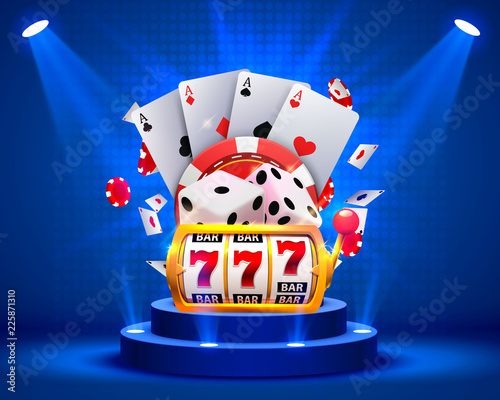 Casino dice banner signboard on background. Vector illustration