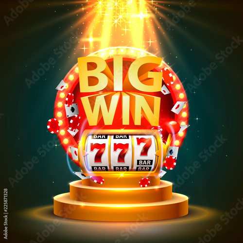 Big win slots 777 banner casino. Vector illustration