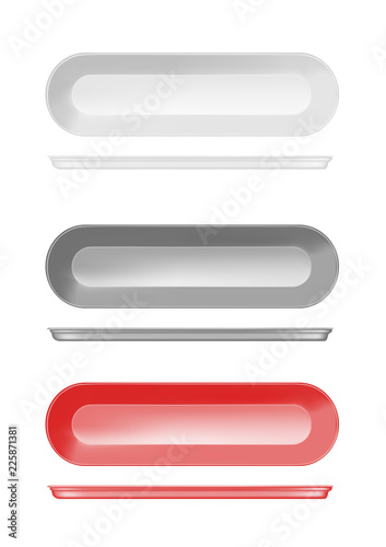 White empty plastic container for meat, fish and vegetables