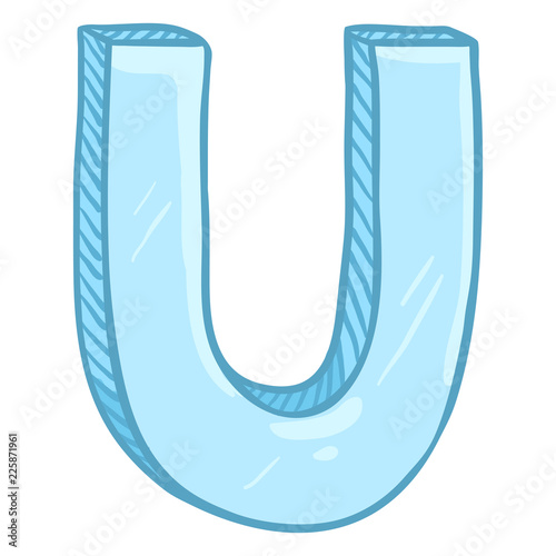 Vector Single Cartoon Illustration - Ice Blue Letter U