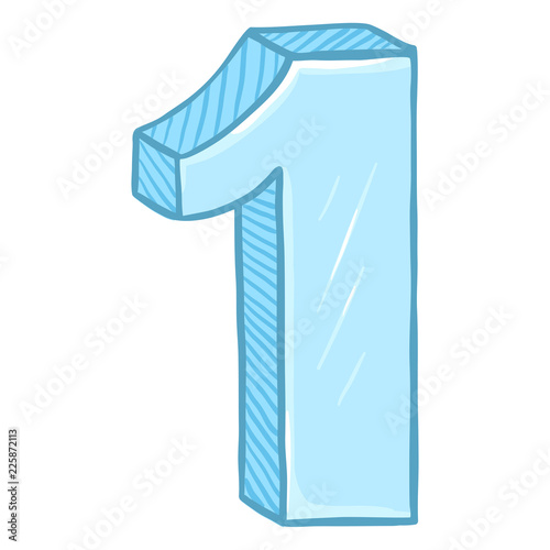 Vector Cartoon Illustration - Number One. The Figure of 1.