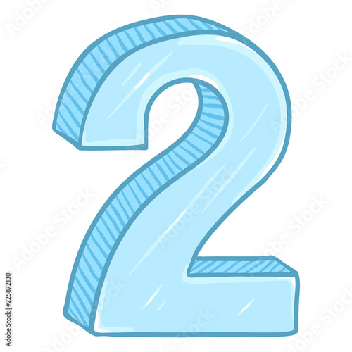 Vector Cartoon Illustration - Number Two. The Figure of 2.