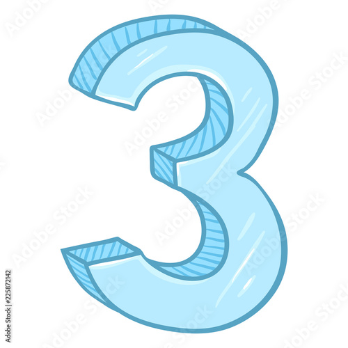 Vector Cartoon Illustration - Number Tree. The Figure of 3.