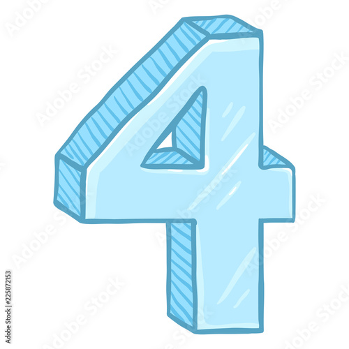 Vector Cartoon Illustration - Number Four. The Figure of 4.