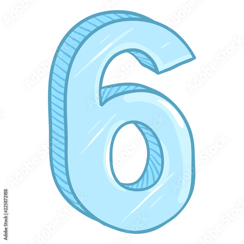 Vector Cartoon Illustration - Number Six. The Figure of 6.