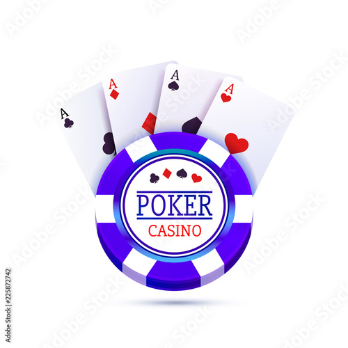 Poker table with the cards and chips on a white background. Vector illustration