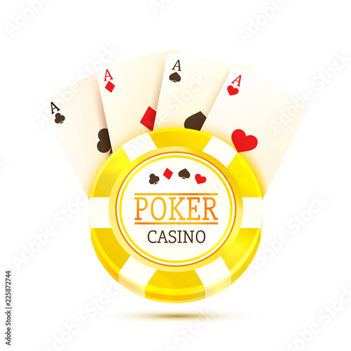 Poker table with the cards and chips on a white background. Vector illustration