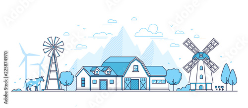 Organic farming - modern thin line design style vector illustration