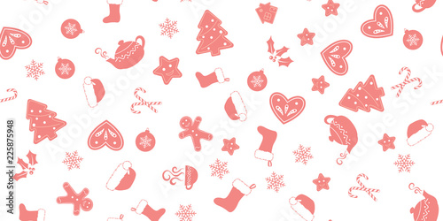 Seamless of pink christmas elements