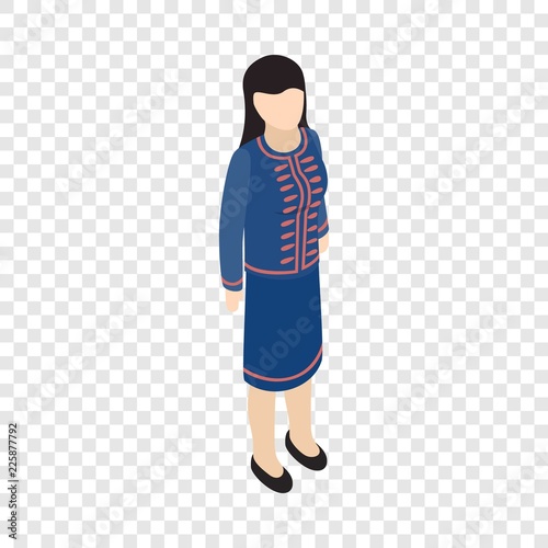 Female singaporean isometric icon 3d on a transparent background vector illustration